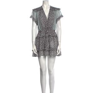 Sabina Musayev Floral Print Black Mini Dress Size M